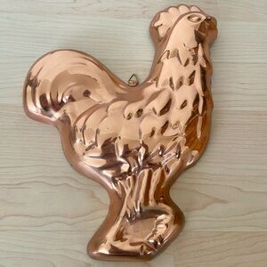 Copper Tone Chicken Rooster Mold Wall Hanging Kitchen Art Curated Collected Home